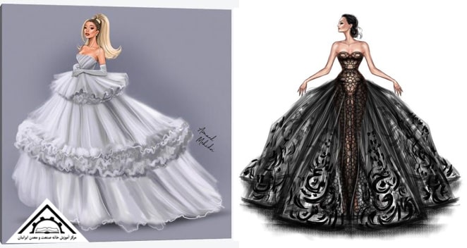 آموزش طراحی لباس عروس مدل پرنسسی
